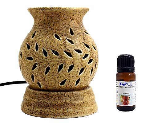 FnP CL Ceramic Ethnic Electric Round Shape Lemongrass Aroma Diffuser Burner Set - Home Decor Lo