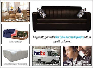 Adorn India Rio Highback Leatherette 3 Seater Sofa (Brown) - Home Decor Lo