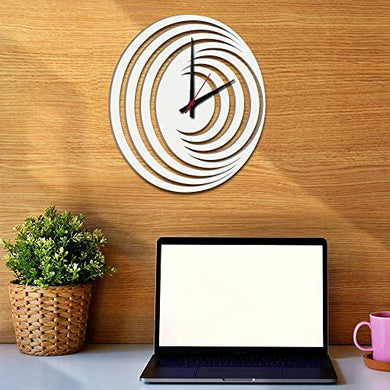 WallMantra Abstract Hurricane Logo in White Color Wooden Wall Clock - Home Decor Lo