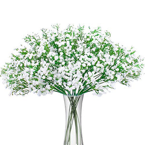 Bomarolan Artificial Baby Breath Flowers Fake Gypsophila Bouquets 12 Pcs Fake Real Touch Flowers for Wedding Decor DIY Home Party(White) - Home Decor Lo