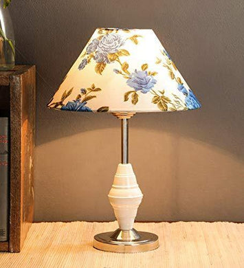 Improvhome Beautiful Flower Conical Shade and Beautiful Stainless Steel Base for Bedroom and Drawing Room, Table Lamp (Size: 35 x 26 x 16 cm) - Home Decor Lo