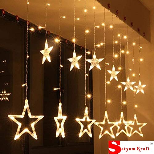 SATYAM KRAFT Star Light Curtain for Decoration (Yellow) (1 PCS Yellow Color) / Decorative Lights for Home/Lights for Decoration/Decoration Items Valentine Gift - Home Decor Lo