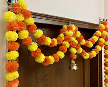 Load image into Gallery viewer, SPHINX Artificial Marigold Fluffy Flowers Garlands Door Toran /door Hangings (Yellow &amp; Dark Orange, 1 Piece) - Home Decor Lo
