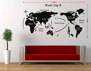 Decals Design 'World Map' Wall Sticker (PVC Vinyl, 90 cm x 60 cm, Black) - Home Decor Lo