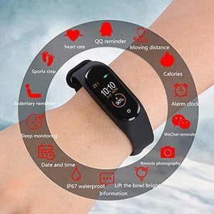 WELROCK M4 Bluetooth Smart Band OLED Touch Display Activity Tracker Fitness Band Waterproof & Sweatproof Long Battery Life Suitable for All Android & iOS Devices Code - (M4 Band_49, Black) - Home Decor Lo