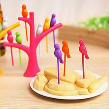 Load image into Gallery viewer, Infinite WIZ Plastic Fruit Fork Set with Stand, 6-Pieces, Multicolour - Home Decor Lo