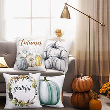 Load image into Gallery viewer, Autumn Decorations Pumpkin Throw Pillow Cover Cushion Couch Cover Pillow Cases Set of 4 for Autumn Halloween Thanksgiving Day (Blue-Gray,18 X 18 Inch) - Home Decor Lo