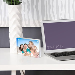 TWING Premium Acrylic Clear Photo Frame - 5x7 inches Magnet Photo Frame -Double Sided Thick Desktop Frames by Twing - Home Decor Lo