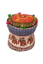 Load image into Gallery viewer, Florishkart Rang Barse Bamboo Rohi Rajasthani Single Handmade Patchwork Cotton Mudda/Ottoman/Stool/Pouffe (25 X 25 X 40 Inches , Multicolour) - Home Decor Lo