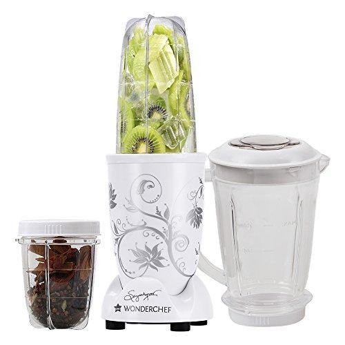 Wonderchef Nutri-Blend, 22000 RPM Mixer-Grinder, Blender, SS Blades, 3 Unbreakable Jars, 2 Years Warranty, 400 W-White, Includes Exclusive Recipe Book by Chef Sanjeev Kapoor - Home Decor Lo