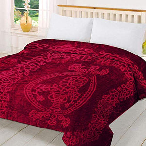 Cloth Fusion Celerrio Mink Double Bed Blanket for Winter- Maroon - Home Decor Lo