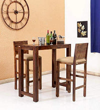 Load image into Gallery viewer, Ramdoot Furniture Solid Sheesham Wood Bar Dining Table 2 Seater Set Solid Wooden 2 Seater Bar Dining Table with Bar 2 Chairs Home Living Room Dining Room Furniture Wood Dining Table Color Teak - Home Decor Lo
