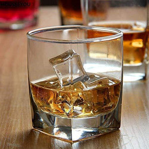 VILON Stylish and Elegant Old Fashioned Crystal Whiskey Glass Set (Whiskey Glasses, 300 ML) PS-37 (4) - Home Decor Lo