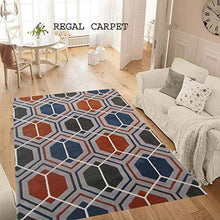 Load image into Gallery viewer, Regal Carpet Embossed Carved Handmade Tuffted Woollen Thick Geometrical Carpet for Living Room Bedroom Home Size 5 x 8 feet (150X240 cm) Charchole Grey Multi - Home Decor Lo
