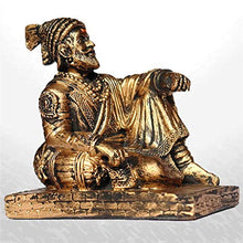 Load image into Gallery viewer, S2S Shivaji Maharaj Statue GOLD (FREE with Pearl Bead Small Garland) - Home Decor Lo