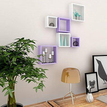 Load image into Gallery viewer, Santosha Decor MDF Wall Shelf Square Shape Set of 6 Floating Wall Shelves (White &amp; Purple) - Home Decor Lo