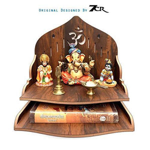 7CR Wood Art and Craft Temple (Brown_29 x 29 x 26.5 cm) - Home Decor Lo