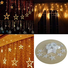 Load image into Gallery viewer, RaajaOutlet Plastic 138 LEDs Star Standard Curtain String Lights with 8 Flashing Modes for Holiday Festival Christmas Party Decoration (Warm White) - Home Decor Lo