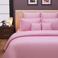 Load image into Gallery viewer, Sidhi 300 TC 100% Cotton Sateen Double King Size Bedsheet with 2 Pillow Covers Plain Premium Platinum Superior Elegant Solid Striped Pink Bedsheet Size (90x108) inches Pillow Cover (17x26) inches - Home Decor Lo