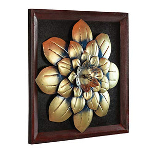 Collectible India Metal Sunflower on Square MDF Panel Wall Mounted Hanging Art Sculpture Multicolor Floral Design for Home Decor Living Room Bedroom & Office (Size 20 x 20 Inches) - Home Decor Lo