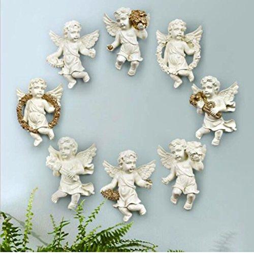 DI GRAZIA 3D Ceramic Spiritual Angel Wall Decoration - Set of 4