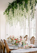 Load image into Gallery viewer, SHIMMER Pack 3.6 Feet Artificial Wisteria Vine Ratta Hanging Garland Silk Flowers String Home Party Wedding Decor ( White, Set of 8) - Home Decor Lo