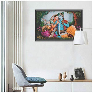 SAF 'Buddha' Digital Reprint (Synthetic, 42 cm X 60 cm, Set of 3, SAFlp02) & Radha Krishna Design Exclusive Painting with Frame for Home & Office Decoration(35 cm X 50 cm X 3 cm) Combo - Home Decor Lo
