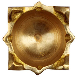 ITOS365 Brass Puja Aarti Diya (Brown_1.4 Inch X 1.4 Inch X 1.5 Inch) - Home Decor Lo