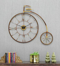 Load image into Gallery viewer, Jota Rajasthani Handicraft Iron Cycle Wall Clock Designer Cycle Wall Clock | Wall Mounted Hanging Bicycle Showpiece Gift Clocks | (38 x 1 x 30 Inches) (Gold, Bronze); 564 - Home Decor Lo