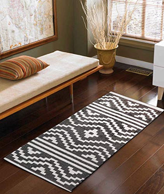 The Home Talk Printed Cotton Floor Rug/Bedside Runner/Passage Runner, 50x100 cm, Best for Bedroom, Passage, Living Room, Kids Room- Light Grey - Home Decor Lo