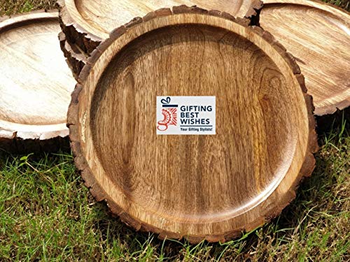 GiftingBestWishes Wooden Natural Tree Bark Platter/Tree Log