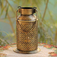 Load image into Gallery viewer, SADHUBELA Iron Milk Can Patterned Lantern (Gold_5.1 Inch X 5.1 Inch X 7.8 Inch) - Home Decor Lo