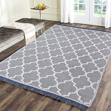 Braids Premium chennille Living Room Carpet,Area Rug,durries- 4.5 ft x 6 feet,Multicolor (Grey) - Home Decor Lo