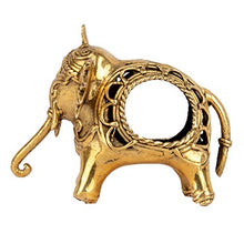 Load image into Gallery viewer, Biswa Bangla Handcrafted Dokra Elephant Napkin Holder in Gold - Home Decor Lo