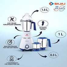Load image into Gallery viewer, Bajaj Typhoon 750-Watt Mixer Grinder with 3 Jars (White/Turquoise) - Home Decor Lo