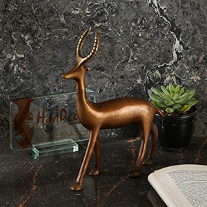 Two Moustaches Vintage Standing Deer Brass Showpiece - Home Decor Lo