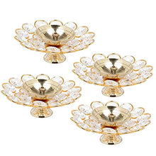 Load image into Gallery viewer, TIED RIBBONS Pack of 4 Brass Crystal Akhand Diya Brass Oil Puja Lamp - Diwali Diya - Diwali Decorations Items for Home and Diwali Gifts (Golden, 9 x 3.5 cm)