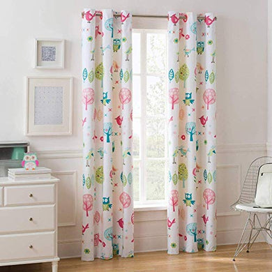 VEERA Polyester Floral Door/Window Curtain, 4 x 7 Feet, White, Pack of 2 - Home Decor Lo