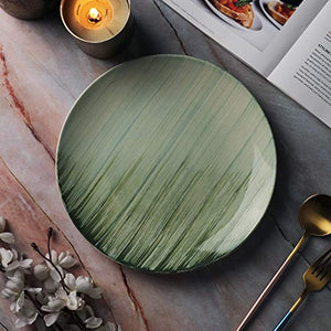 Tatvam Lifestyle Handpainted Aurorae Ceramic Full Dinner Plates (10 inches, Set of 4)