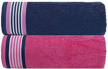 Load image into Gallery viewer, Casa Copenhagen 500 GSM 2 Pieces Large (70 cm x 140 cm) Cotton Bath Towel Set - Pack of 2 (Blue &amp; Pink 70 cm x 140cm) - Home Decor Lo