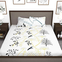 Load image into Gallery viewer, Story@Home Floral Leaf Print Combed Cotton Elegant Luxury Designer 1 PC King Size Bed Graceful bedsheet with 2 Pillow Covers - White and Blue - Home Decor Lo