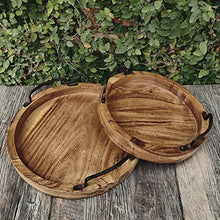 Load image into Gallery viewer, RG SHOPPEE Latest Serving Platter / Tray Set of 2 with Iron Handle || Acacia Wood || Water Proof - Home Decor Lo