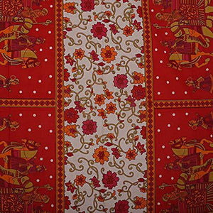 UNIBLISS 100% Cotton Rajasthani Jaipuri Traditional Single Bed Sheet with One Pillow Cover - (Single_Red) - Home Decor Lo