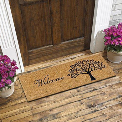 Atmah Tree Welcome Coir Door Mat - Size 120 X 40 Cm - Home Decor Lo