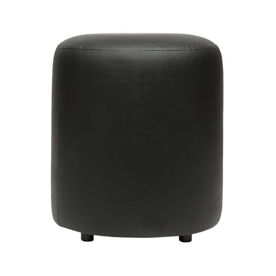 Britto Upholstered Round Faux Leatherette Pouffe: Black-Home Decor Lo