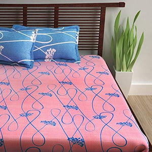 Story@Home Candy 120 TC Cotton Double Bedsheet and 2 Pillow Covers - Queen, Blue कपास डबल बेडशीट - Home Decor Lo