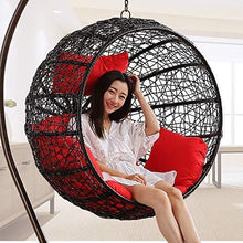 Load image into Gallery viewer, Carry Bird Big Boss Wicker Rattan Hanging Egg Chair Swing for Indoor Outdoor Patio Backyard, Comfortable Relaxing with Cushion and Stand (Standard Honey Swing, White) - Home Decor Lo