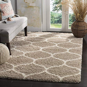 Taukir Carpets shag Collection Hand Made Carpet with 2 inch Pile moraccan Rugs. Size 3x5,feet Color, Beige/Ivory - Home Decor Lo