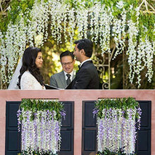 Load image into Gallery viewer, 12 Pack 1 Piece 3.6 Feet Artificial Fake Wisteria Vine Ratta Hanging Garland Silk Flowers String Home Party Wedding Decor (White) - Home Decor Lo