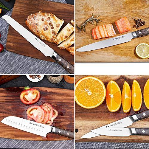Emojoy Knife Set, 16 PCS Kitchen Knife Set with Craving Fork and